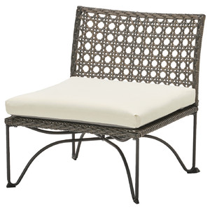 JUTHOLMEN Easy chair, outdoor, dark grey/Kuddarna beige, 65x73x71 cm