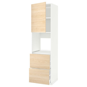 METOD / MAXIMERA Hi cab f ov w dr/2 frnts/2 hi drwrs, white/Askersund light ash effect, 60x60x220 cm