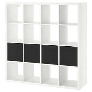 KALLAX Shelf unit with 4 inserts, white, 147x147 cm