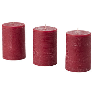 STÖRTSKÖN Scented pillar candle, Berries/red, 30 hr, 3 pack