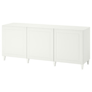 BESTÅ Storage combination with doors, white, Smeviken/Kabbarp white, 180x42x74 cm