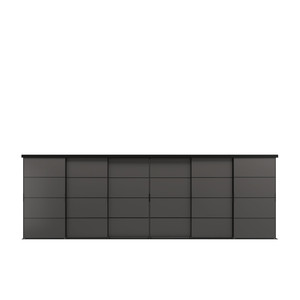 SKYTTA / MEHAMN Sliding door combination, black/double sided dark grey, 603x205 cm