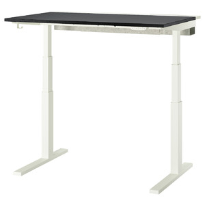 MITTZON Desk sit/stand, electric black stained ash veneer/white, 120x80 cm
