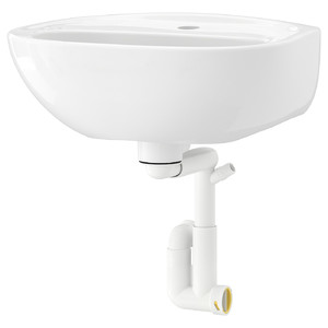 SKATSJÖN Washbasin with a siphon, white, 45x35 cm