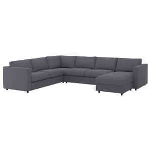 VIMLE Crnr sofa-bed, 5-seat w chaise lng, Gunnared medium grey