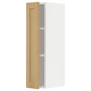 METOD Wall cabinet with shelves, white/Forsbacka oak, 20x80 cm