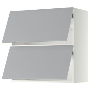 METOD Wall cab horizo 2 doors w push-open, white/Veddinge grey, 80x80 cm