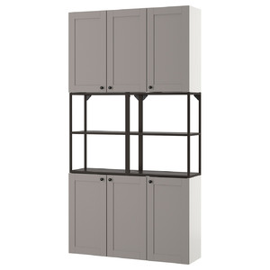 ENHET Wall storage combination, anthracite, grey frame, 120x30x225 cm