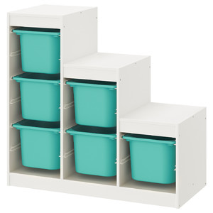 TROFAST Storage combination, white, turquoise, 99x44x94 cm