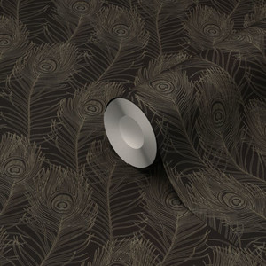 GoodHome Vinyl Wallpaper on Fleece Sedef, black