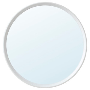 HÄNGIG Mirror, white, round, 26 cm