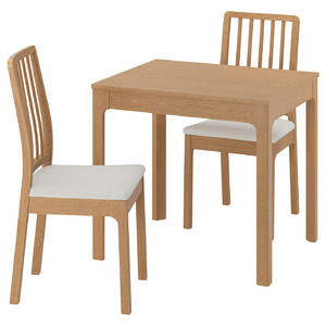 EKEDALEN / EKEDALEN Table and 2 chairs, oak/Hakebo beige oak effect, 80/120 cm