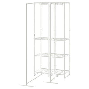 JOSTEIN Shelving unit with drying rack, in/outdoor/wire white, 82x53/117x180 cm