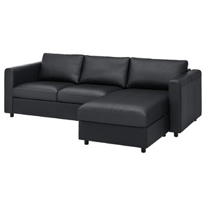 VIMLE 3-seat sofa, with chaise longue/Grann/Bomstad black