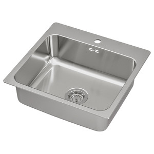 LÅNGUDDEN Inset sink, 1 bowl, stainless steel, 56x53 cm