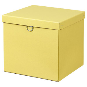 NIMM Storage box with lid, yellow, 32x30x30 cm