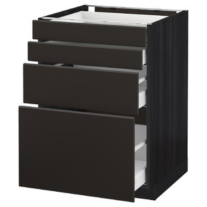 METOD / MAXIMERA Base cab 4 frnts/4 drawers, black/Kungsbacka anthracite, 60x60 cm