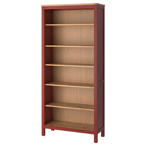 HEMNES Bookcase, red stained/light brown stained, 90x197 cm