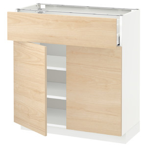 METOD / MAXIMERA Base cabinet with drawer/2 doors, white Enköping/white wood effect, 80x37 cm