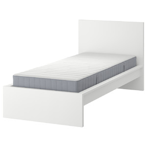 MALM Bed frame with mattress, white/Valevåg medium firm, 90x200 cm