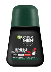 Garnier Men Deodorant Roll-on Invisible Protection 72h - Black, White, Colors 50ml