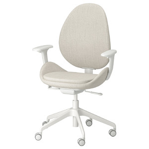 HATTEFJÄLL Office chair with armrests, Gunnared beige/white