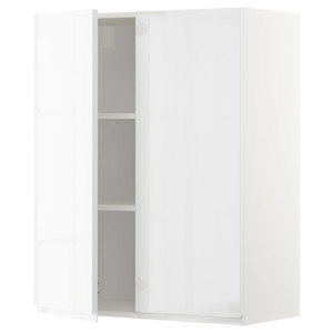 METOD Wall cabinet with shelves/2 doors, white/Voxtorp high-gloss/white, 80x100 cm
