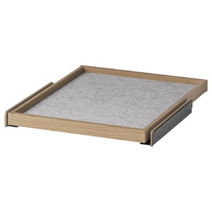 KOMPLEMENT Pull-out tray with drawer mat, white stained oak effect/light grey, 50x58 cm