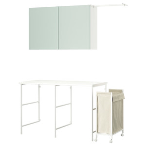 ENHET Storage combination, white/pale grey-green, 139x63.5 cm