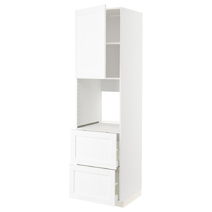 METOD / MAXIMERA Hi cab f ov w dr/2 frnts/2 hi drwrs, white Enköping/white wood effect, 60x60x220 cm