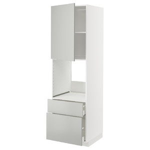 METOD / MAXIMERA Hi cab f ov w dr/2 frnt/1 m/1 h drw, white/Havstorp light grey, 60x60x200 cm