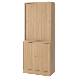 TONSTAD Storage combination w sliding doors, oak veneer, 82x201 cm