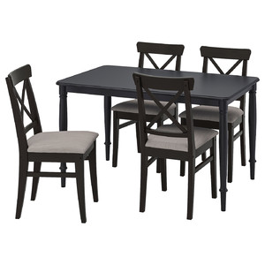 DANDERYD / INGOLF Table and 4 chairs, black/Nolhaga grey-beige, 130 cm
