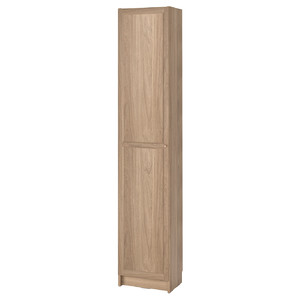 BILLY / OXBERG Bookcase with doors, oak effect, 40x30x202 cm