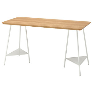 ANFALLARE / TILLSLAG Desk, bamboo, white, 140x65 cm