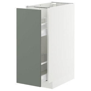 METOD / MAXIMERA Base cabinet/pull-out int fittings, white/Nickebo matt grey-green, 30x60 cm