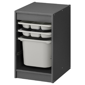 TROFAST Storage combination with box/trays, grey/grey, 34x44x56 cm