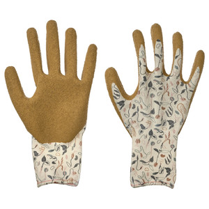 DAKSJUS Gardening gloves, sprout patterned off-white/yellow-brown, M