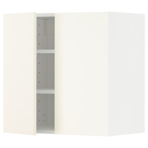 METOD Wall cabinet with shelves/2 doors, white/Vallstena white, 60x60 cm