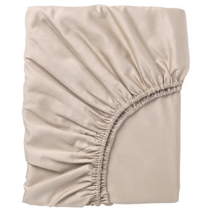 NATTJASMIN Fitted sheet, light beige, 140x200 cm