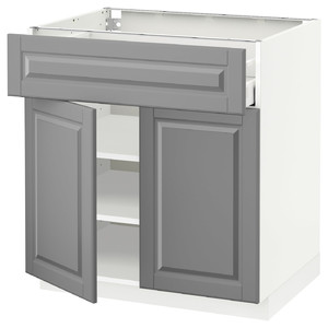 METOD / MAXIMERA Base cabinet with drawer/2 doors, white/Bodbyn grey, 80x60 cm