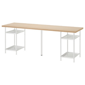 LAGKAPTEN / SPÄND Desk, white stained oak/white, 200x60 cm