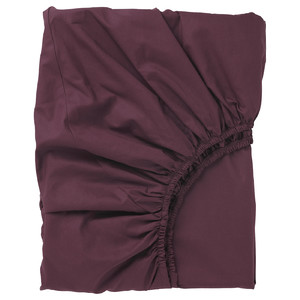 ULLVIDE Fitted sheet, deep red, 140x200 cm