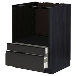 METOD / MAXIMERA Base cabinet f combi micro/drawers, black/Upplöv matt anthracite, 60x60 cm