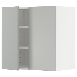 METOD Wall cabinet with shelves/2 doors, white/Havstorp light grey, 60x60 cm