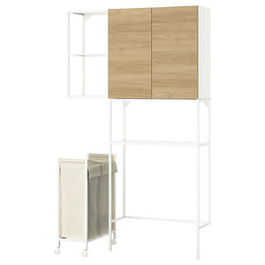 ENHET Storage combination, white/oak effect, 120x32x204 cm