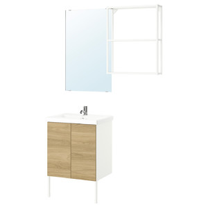 ENHET Bathroom, white/oak effect, 64x43x87 cm