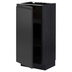 METOD Base cabinet with shelves, black/Upplöv matt anthracite, 40x37 cm