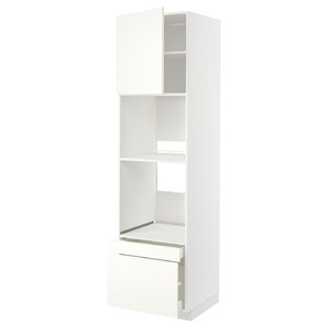 METOD / MAXIMERA Hi cab f ov/combi ov w dr/2 drwrs, white/Vallstena white, 60x60x220 cm