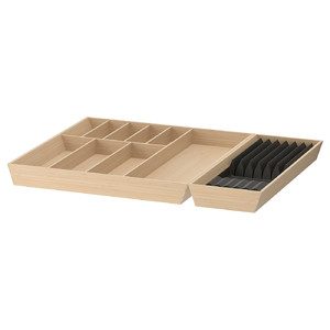 UPPDATERA Cutlery tray/tray with knife rack, light bamboo, 72x50 cm
